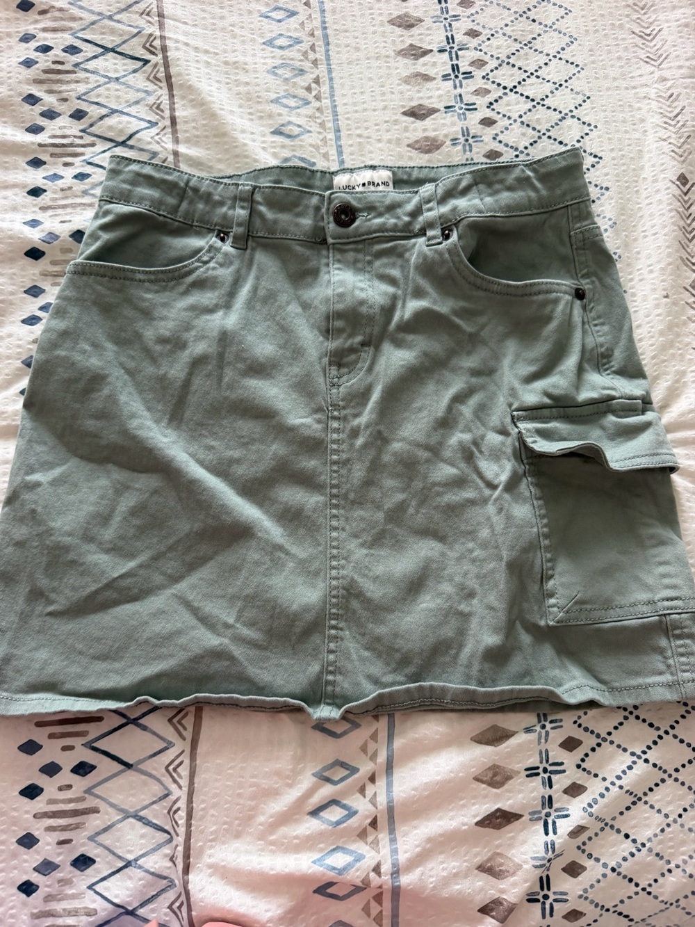 Lucky Brand Sage Green Utility Mini Skirt